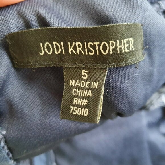 Jodi Kristopher Blue Lace Babydoll Evening Dress 5 - Picture 9 of 10